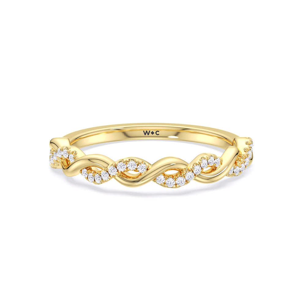 Fine Glamour Twisted Diamond Wedding Band with 18KT Yellow Gold Cut Diamond in 14KT Yellow Gold view 1
