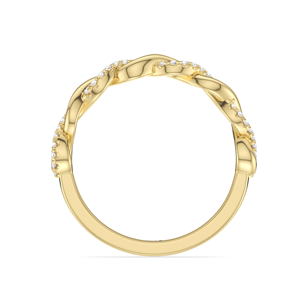 Fine Glamour Twisted Diamond Wedding Band with 18KT Yellow Gold Cut Diamond in 14KT Yellow Gold view 2
