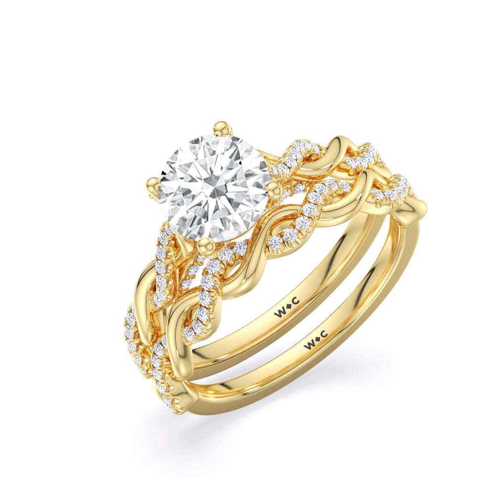 Radiant Cut Fine Glamour Twisted Diamond Engagement Ring with Lab Grown Diamond in 14KT Yellow Gold view 4
