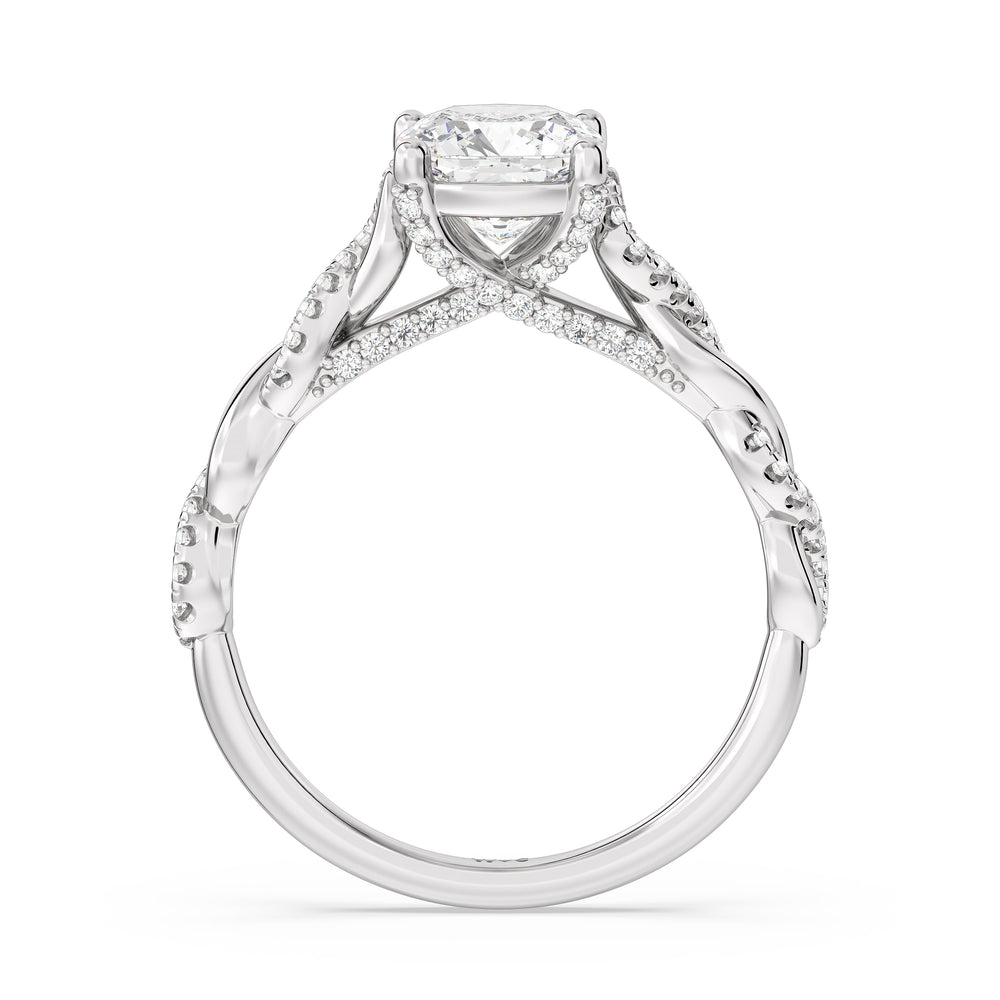 Cushion Cut Fine Glamour Twisted Diamond Engagement Ring with Lab Grown Diamond in 14KT Platinum view 2
