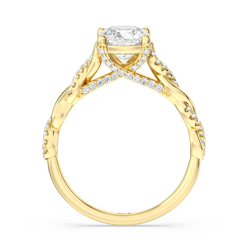 Cushion Cut Fine Glamour Twisted Diamond Engagement Ring with Lab Grown Diamond in 14KT Yellow Gold view 2
