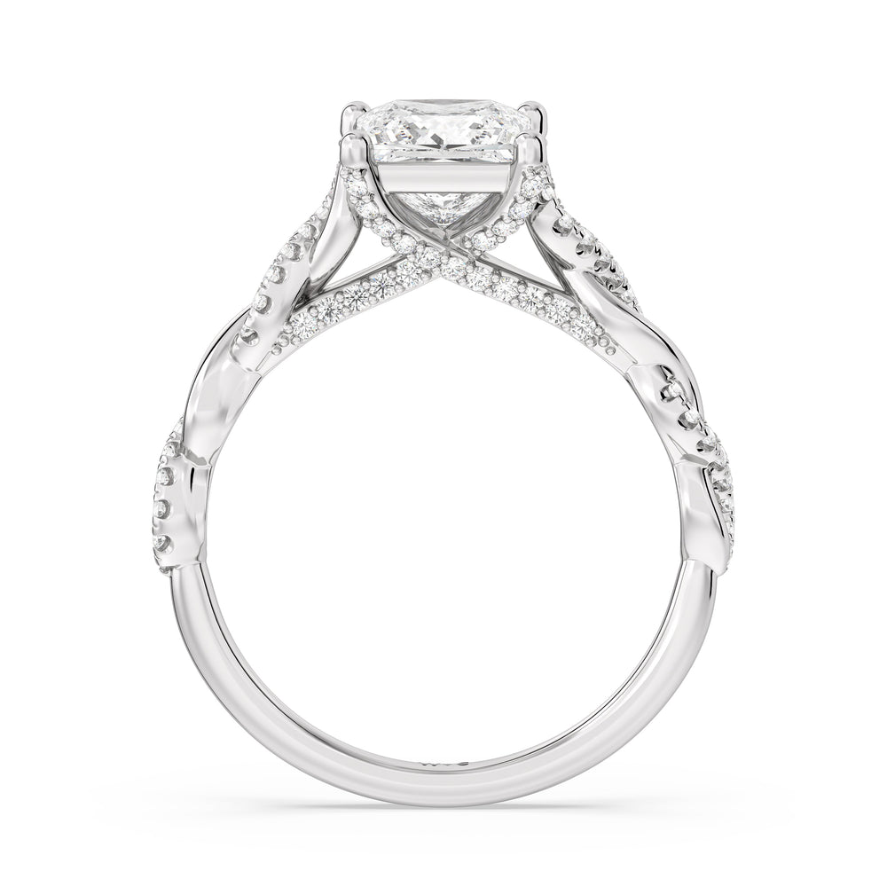 Princess Cut Fine Glamour Twisted Diamond Engagement Ring with Lab Grown Diamond in 14KT Platinum view 2
