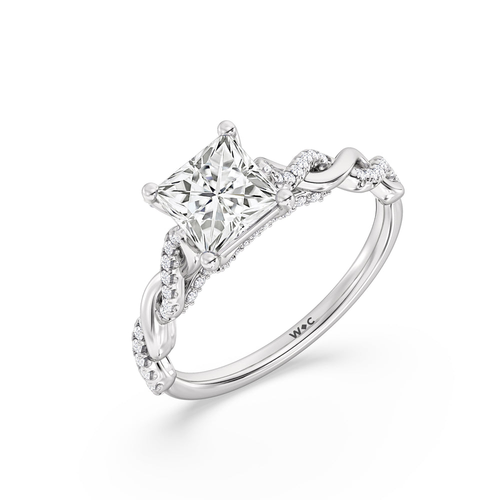 Princess Cut Fine Glamour Twisted Diamond Engagement Ring with Lab Grown Diamond in 14KT Platinum view 3
