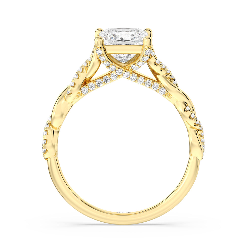 Princess Cut Fine Glamour Twisted Diamond Engagement Ring with Lab Grown Diamond in 14KT Yellow Gold view 2
