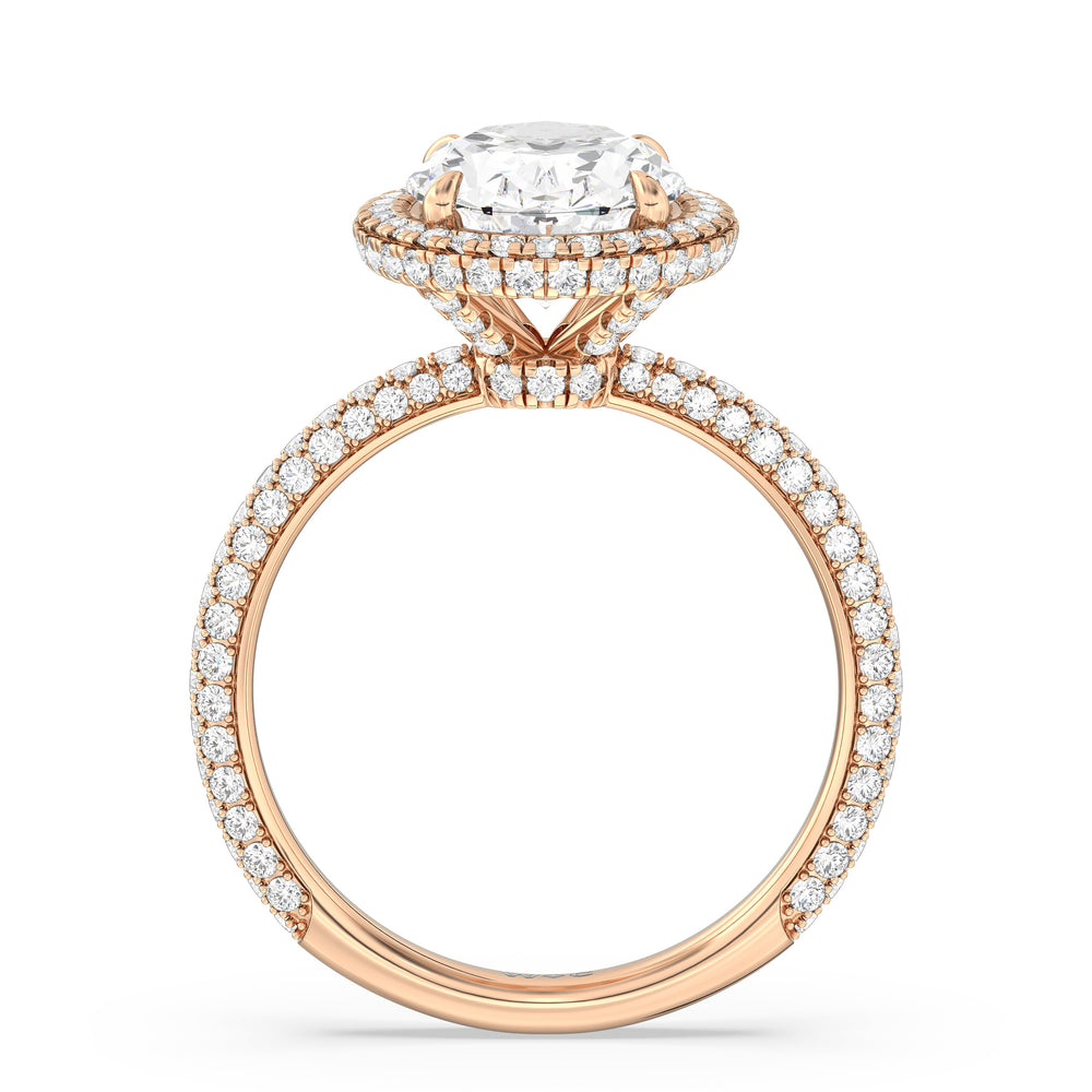 Elegance Halo Engagement Ring with Oval Cut Diamond in 14KT Rose Gold view 2
