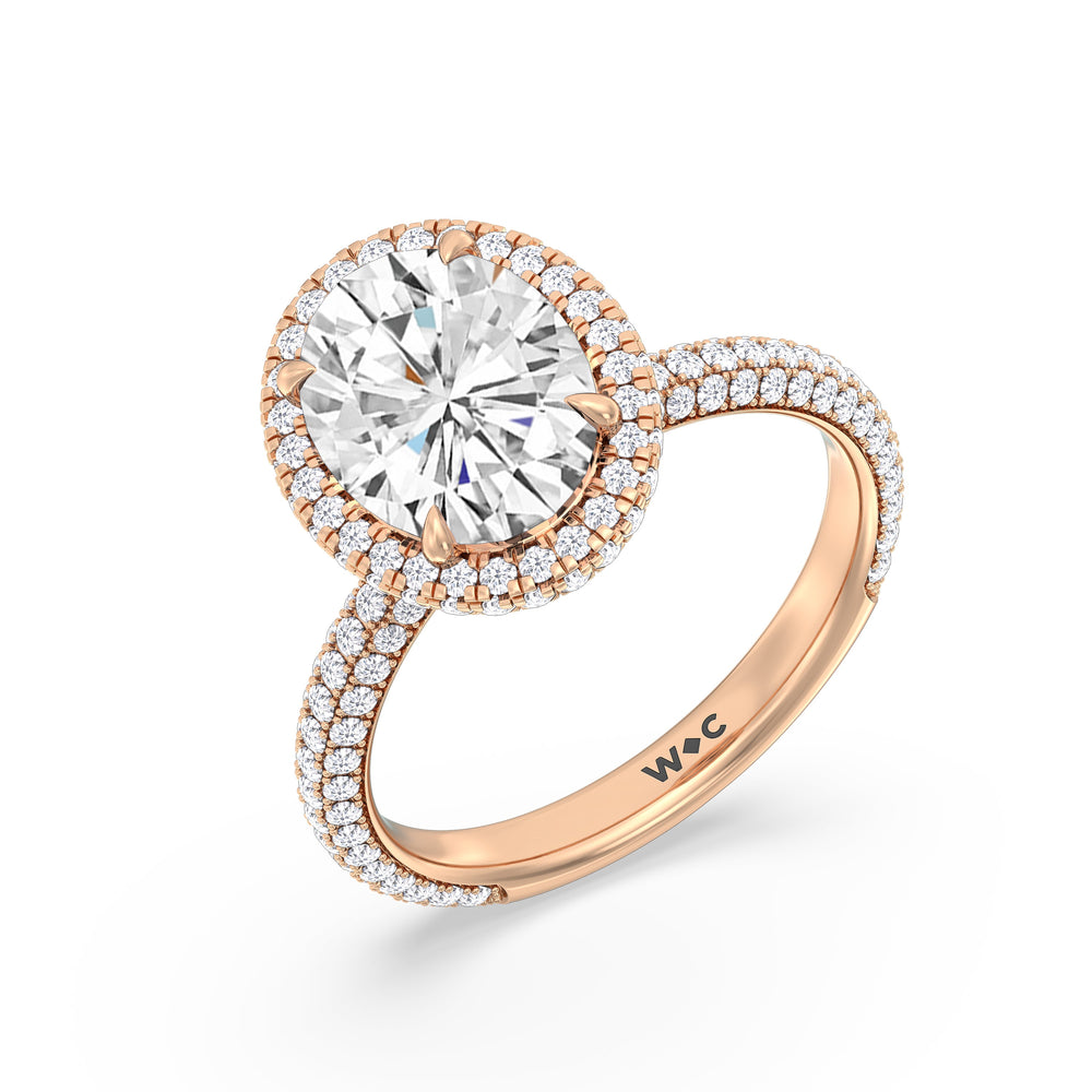 Elegance Halo Engagement Ring with Oval Cut Diamond in 14KT Rose Gold view 3
