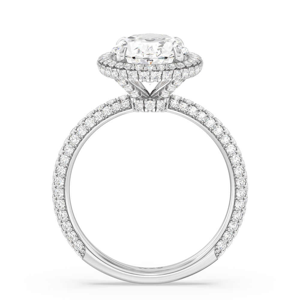 Elegance Halo Engagement Ring with Oval Cut Diamond in 14KT Platinum view 2
