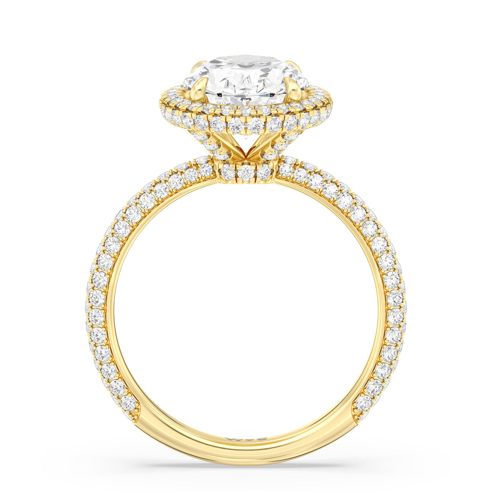 Elegance Halo Engagement Ring with Oval Cut Diamond in 14KT Yellow Gold view 2
