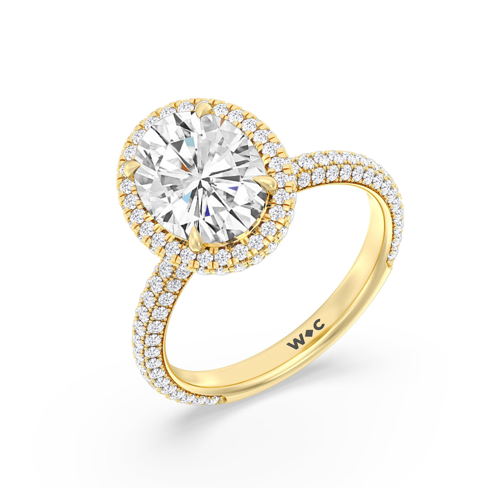 Elegance Halo Engagement Ring with Oval Cut Diamond in 14KT Yellow Gold view 3
