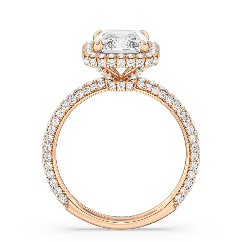 Elegance Halo Engagement Ring with Radiant Cut Diamond in 14KT Rose Gold view 2
