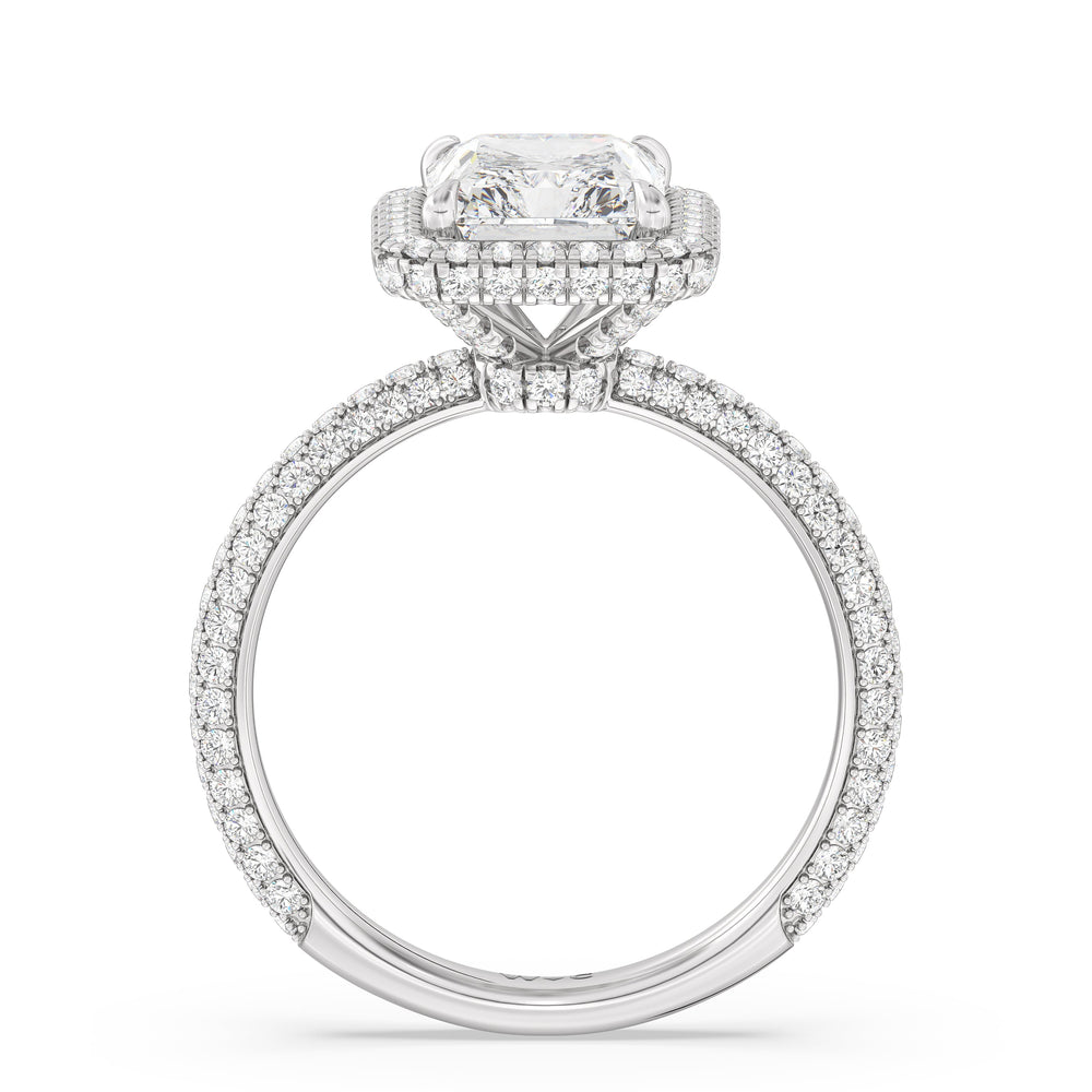 Elegance Halo Engagement Ring with Radiant Cut Diamond in 14KT Platinum view 2
