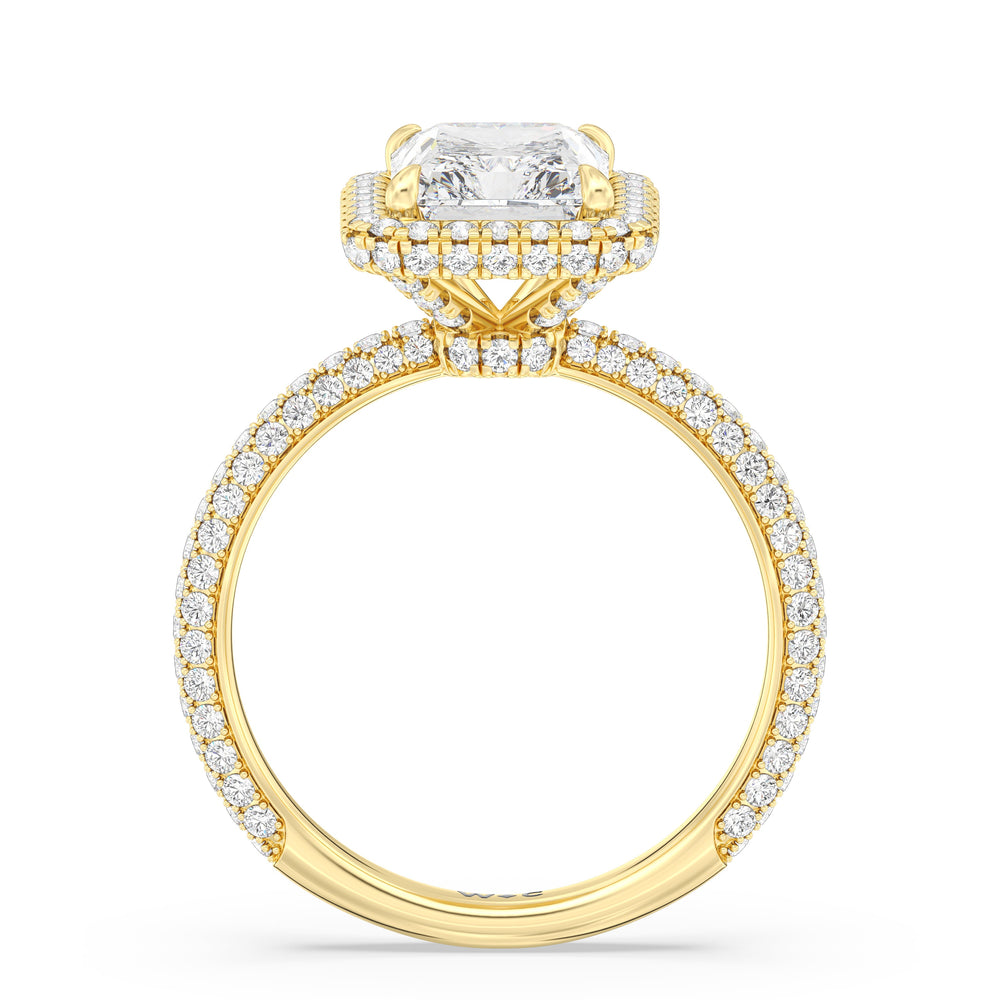 Elegance Halo Engagement Ring with Radiant Cut Diamond in 14KT Yellow Gold view 2
