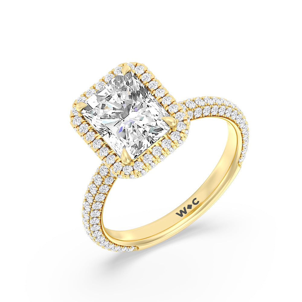 Elegance Halo Engagement Ring with Radiant Cut Diamond in 14KT Yellow Gold view 3
