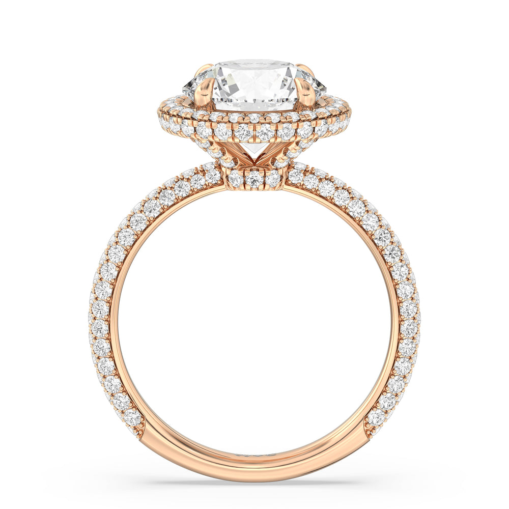 Elegance Halo Engagement Ring with Round Cut Diamond in 14KT Rose Gold view 2
