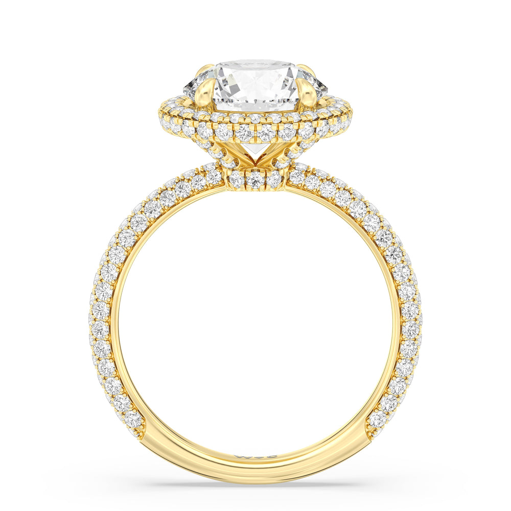 Elegance Halo Engagement Ring with Round Cut Diamond in 14KT Yellow Gold view 2
