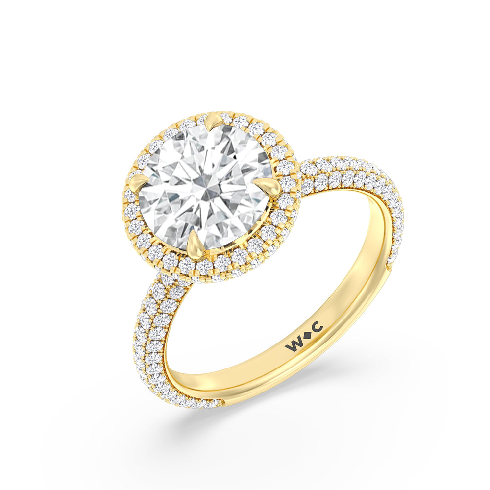 Elegance Halo Engagement Ring with Round Cut Diamond in 14KT Yellow Gold view 3
