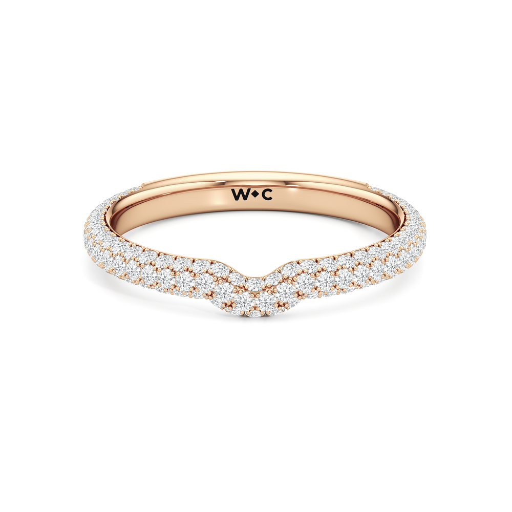 The Windsor Halo Diamond Wedding Band with 18KT Rose Gold Cut Diamond in 14KT Rose Gold view 2
