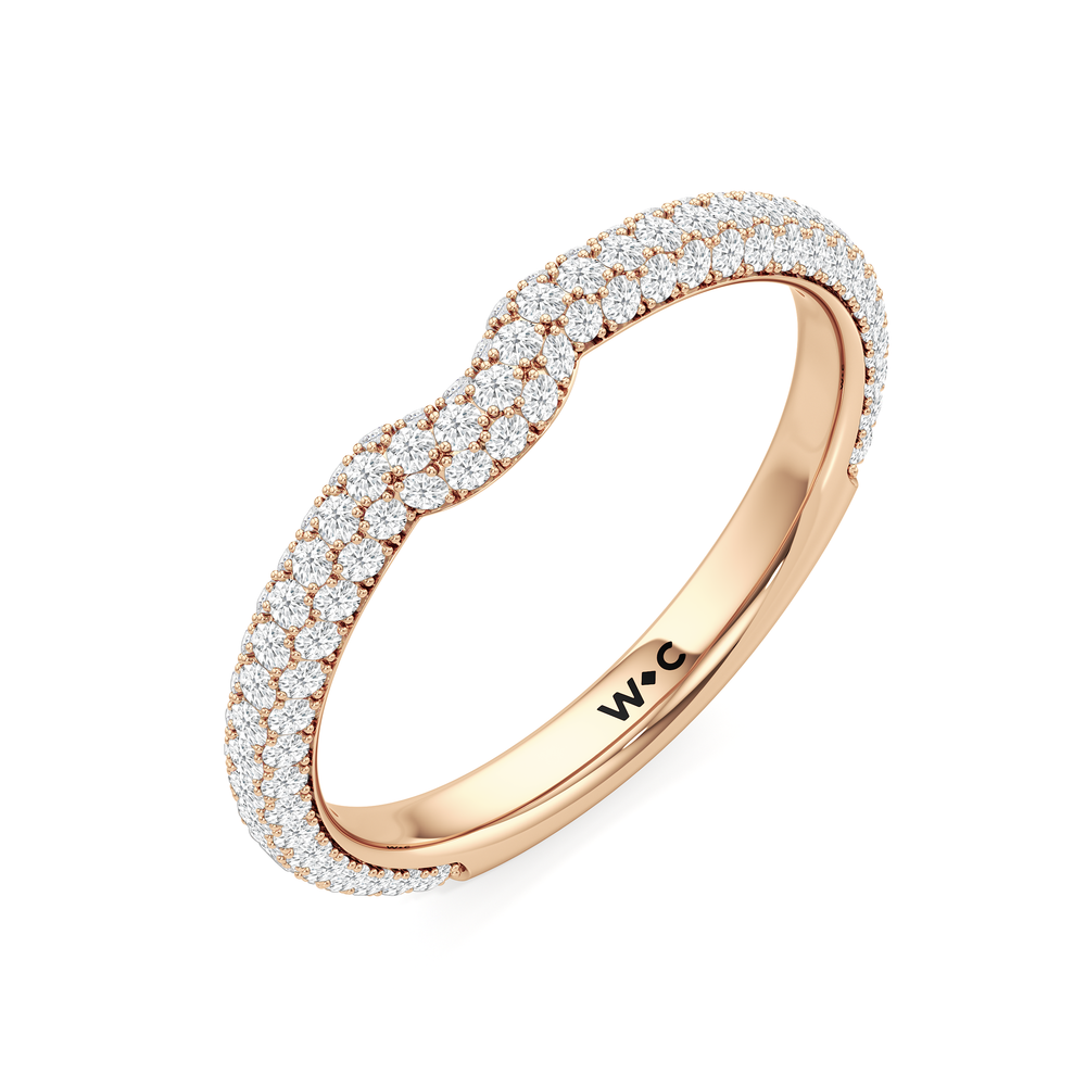 The Windsor Halo Diamond Wedding Band with 18KT Rose Gold Cut Diamond in 14KT Rose Gold view 7
