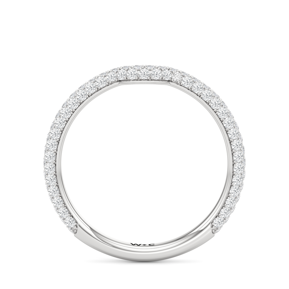 The Windsor Halo Diamond Wedding Band with Platinum Cut Diamond in 14KT Platinum view 6
