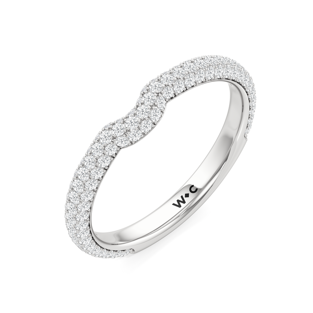 The Windsor Halo Diamond Wedding Band with Platinum Cut Diamond in 14KT Platinum view 7
