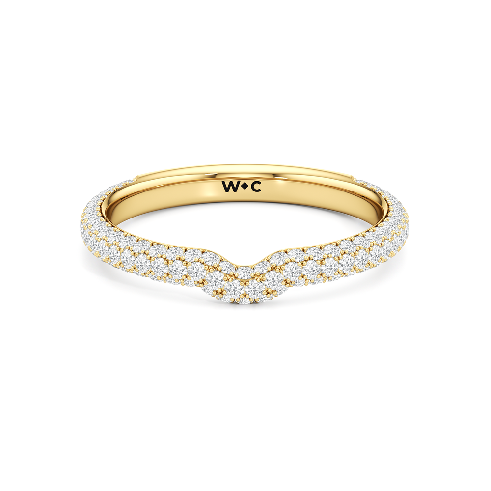The Windsor Halo Diamond Wedding Band with 18KT Yellow Gold Cut Diamond in 14KT Yellow Gold view 2
