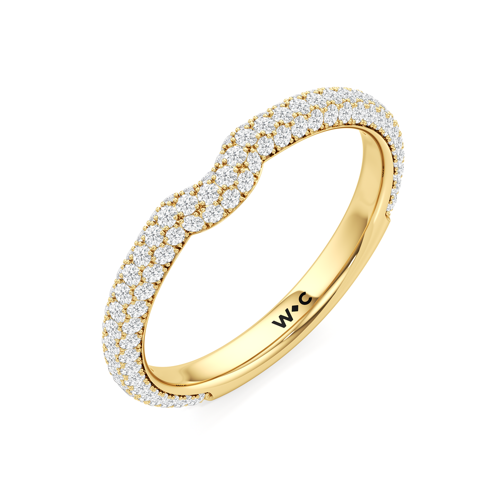 The Windsor Halo Diamond Wedding Band with 18KT Yellow Gold Cut Diamond in 14KT Yellow Gold view 7
