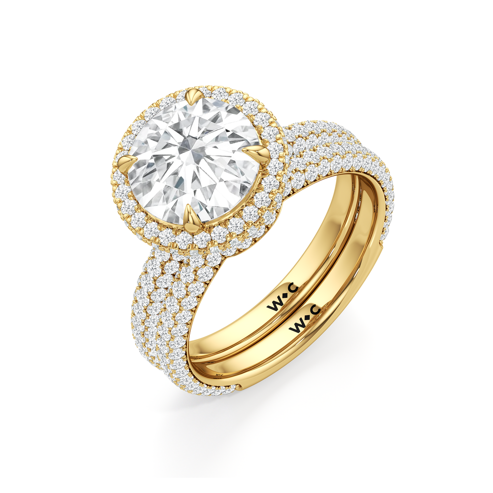 The Windsor Halo Diamond Wedding Band with 18KT Yellow Gold Cut Diamond in 14KT Yellow Gold view 8
