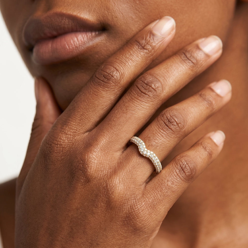 The Windsor Halo Diamond Wedding Band with 18KT Yellow Gold Cut Diamond in 14KT Yellow Gold view 3
