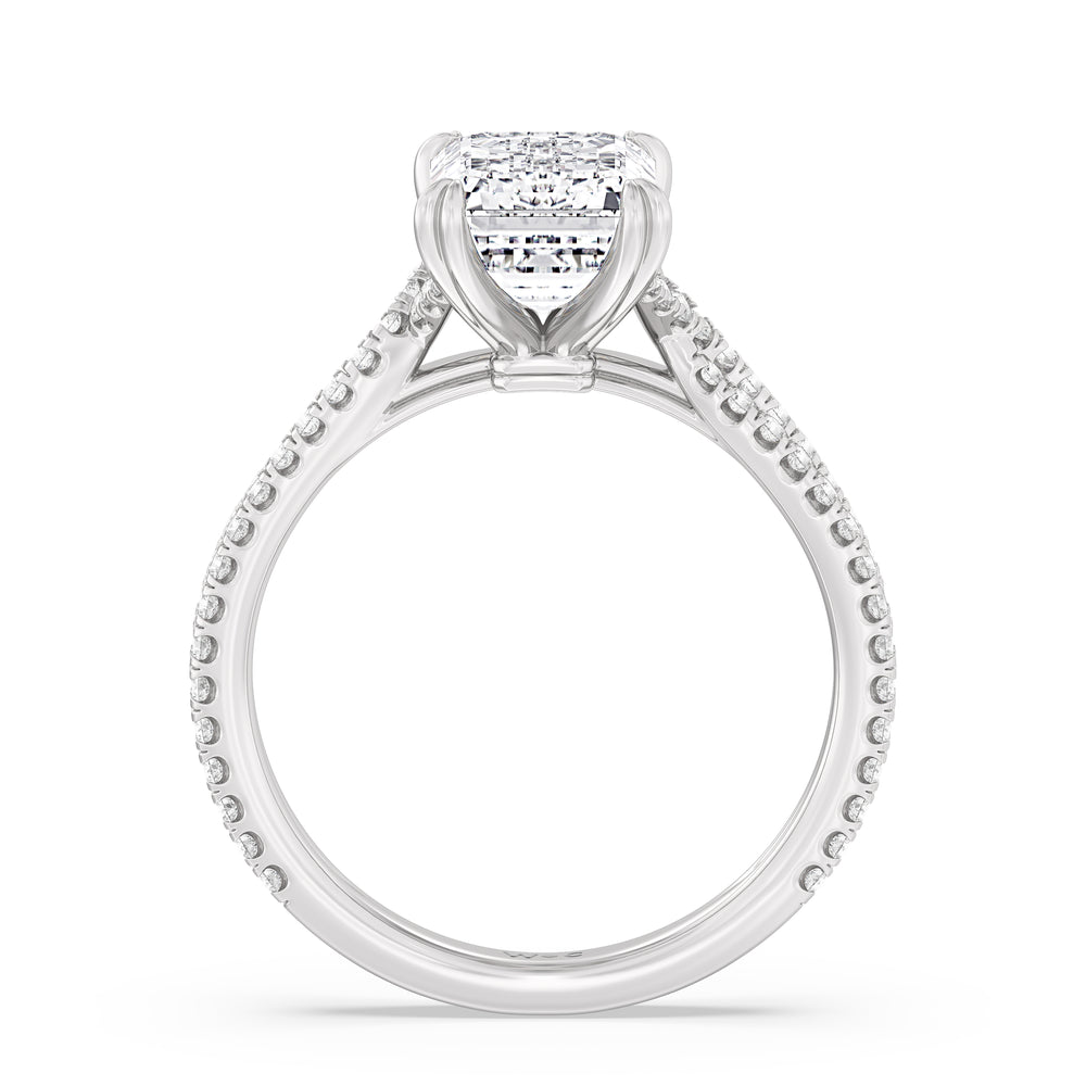 Emerald Cut Elegance Pave Engagement Ring with Lab Grown Diamond in 14KT Platinum view 2
