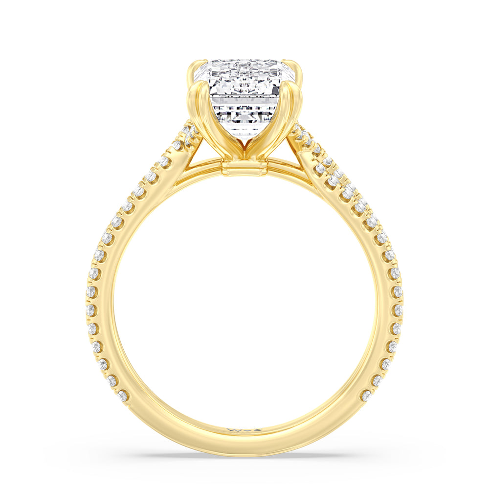 Emerald Cut Elegance Pave Engagement Ring with Lab Grown Diamond in 14KT Yellow Gold view 2
