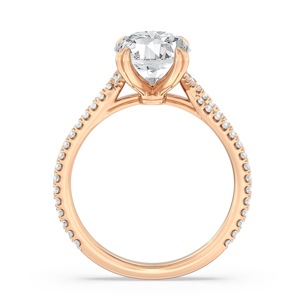 Oval Cut Elegance Pave Engagement Ring with Lab Grown Diamond in 14KT Rose Gold view 2
