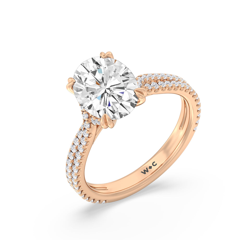 Oval Cut Elegance Pave Engagement Ring with Lab Grown Diamond in 14KT Rose Gold view 3
