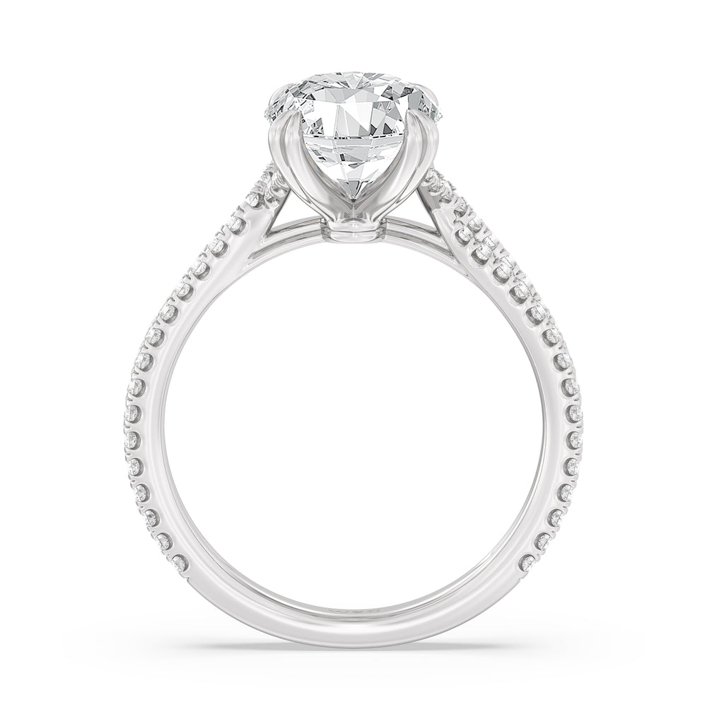 Oval Cut Elegance Pave Engagement Ring with Lab Grown Diamond in 14KT Platinum view 2
