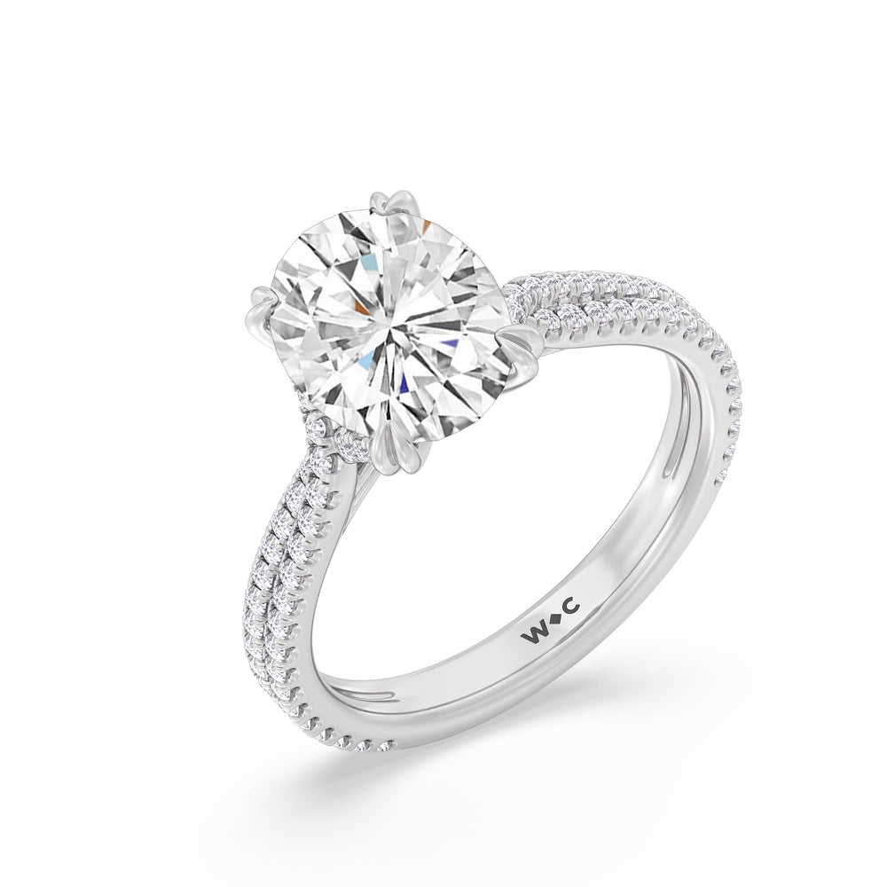 Oval Cut Elegance Pave Engagement Ring with Lab Grown Diamond in 14KT Platinum view 3
