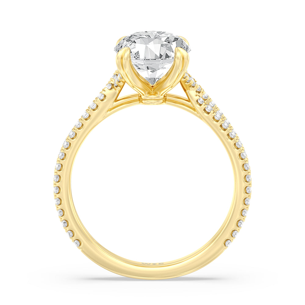 Oval Cut Elegance Pave Engagement Ring with Lab Grown Diamond in 14KT Yellow Gold view 2
