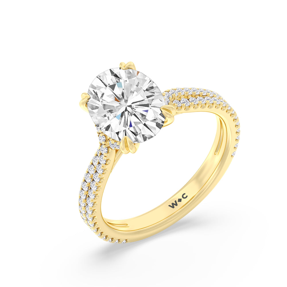 Oval Cut Elegance Pave Engagement Ring with Lab Grown Diamond in 14KT Yellow Gold view 3
