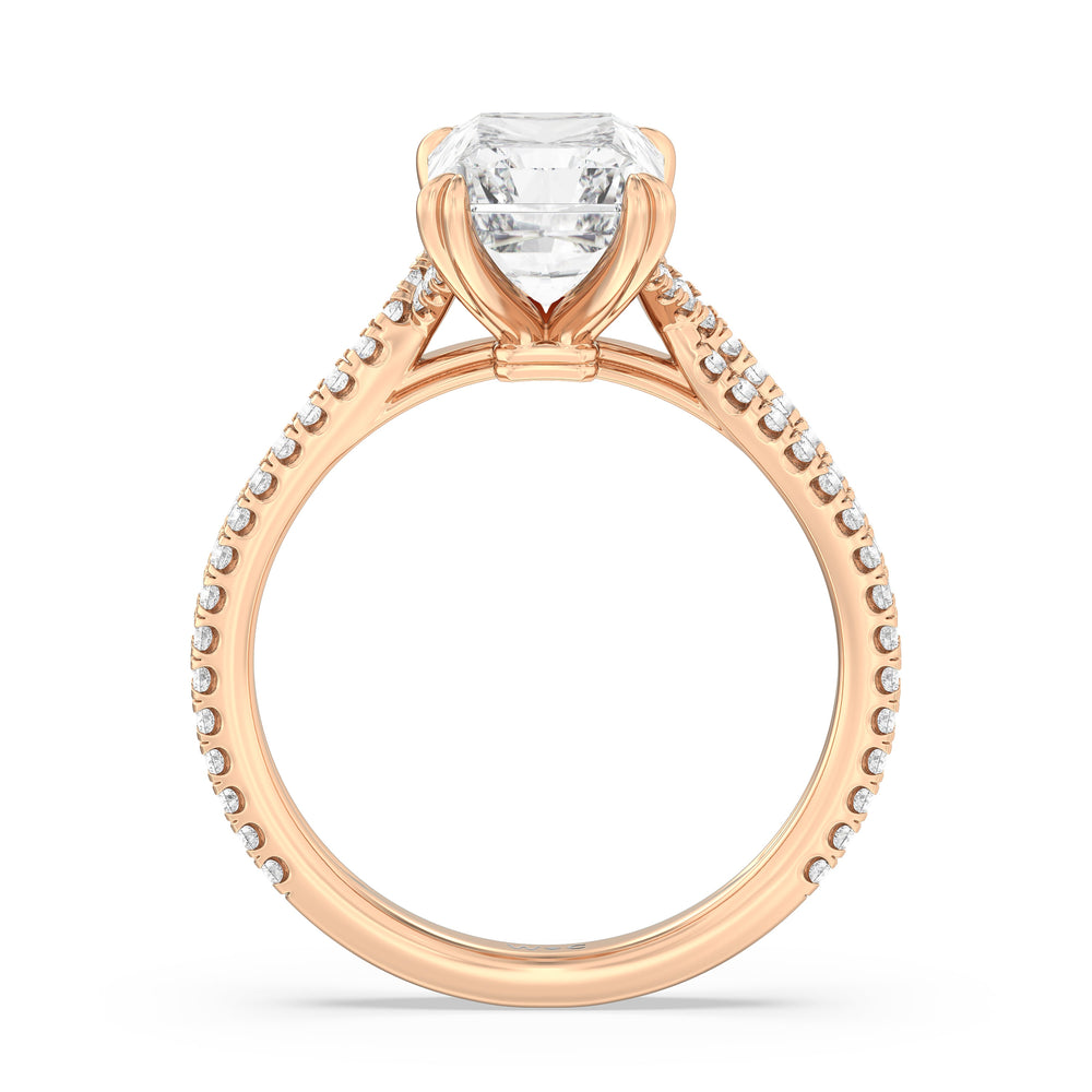 Radiant Cut Elegance Pave Engagement Ring with Lab Grown Diamond in 14KT Rose Gold view 2
