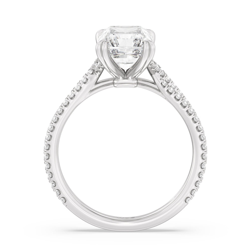Radiant Cut Elegance Pave Engagement Ring with Lab Grown Diamond in 14KT Platinum view 2
