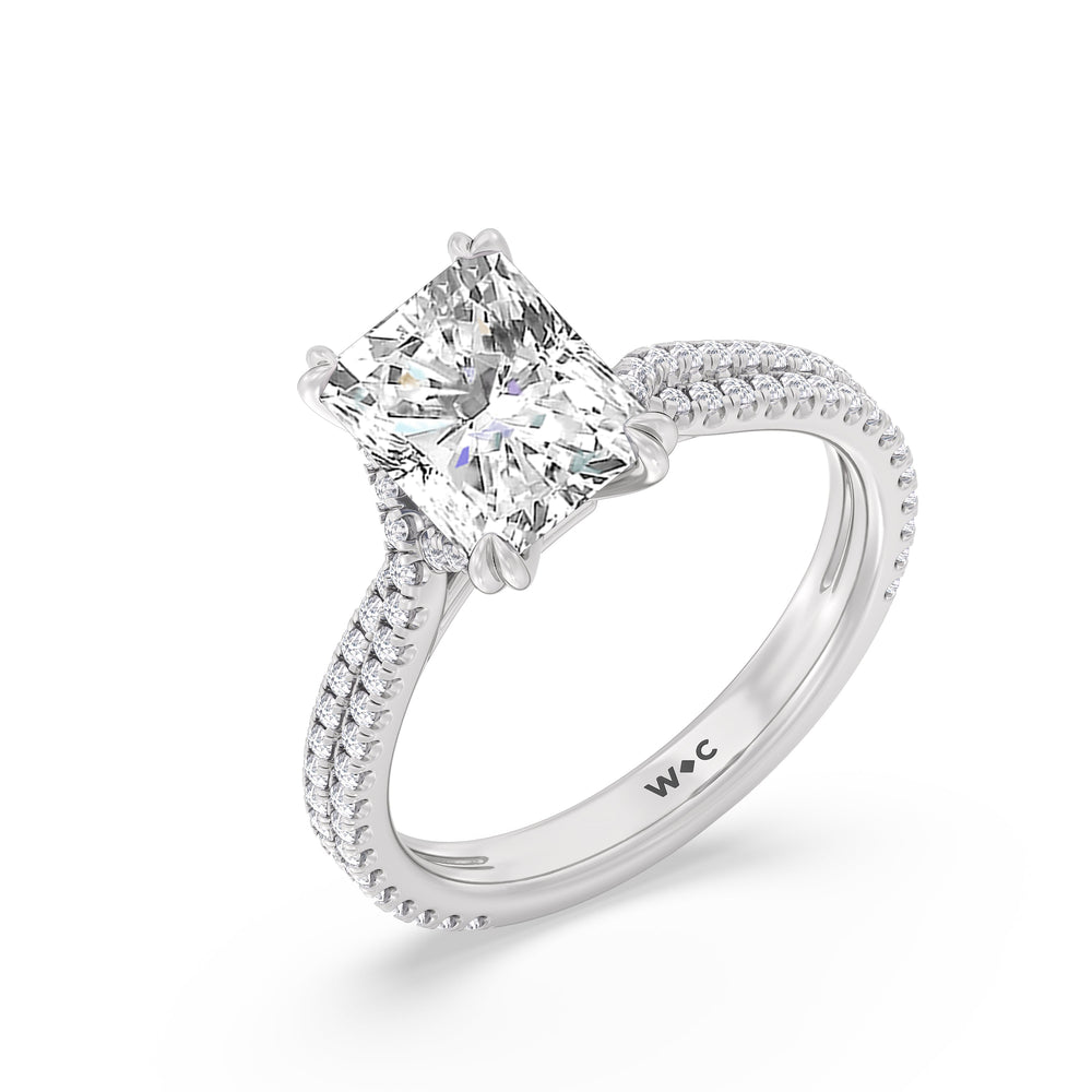 Radiant Cut Elegance Pave Engagement Ring with Lab Grown Diamond in 14KT Platinum view 3
