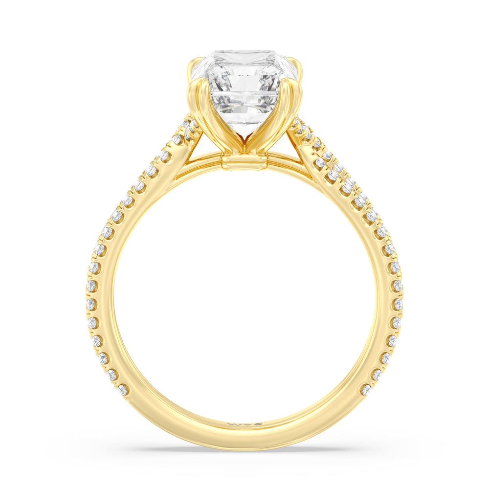 Radiant Cut Elegance Pave Engagement Ring with Lab Grown Diamond in 14KT Yellow Gold view 2
