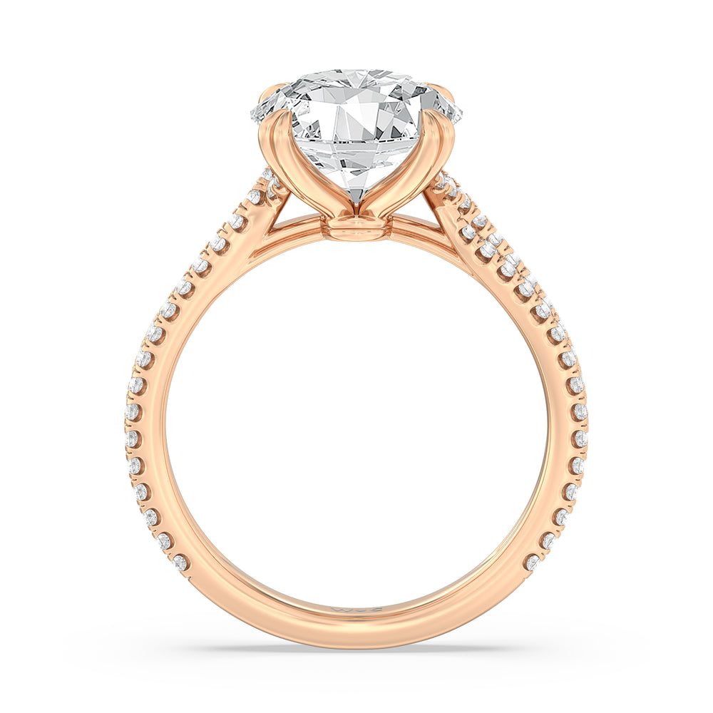 Round Cut Elegance Pave Engagement Ring with Lab Grown Diamond in 14KT Rose Gold view 2
