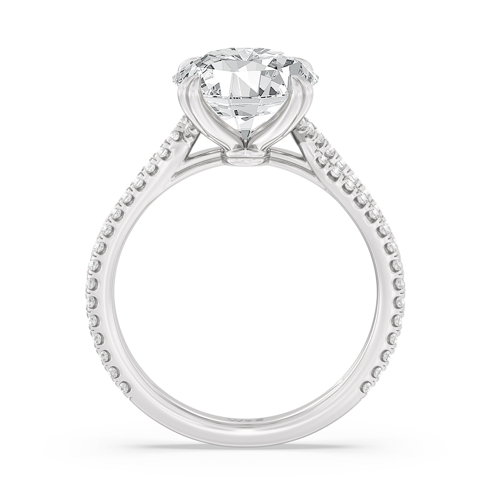 Round Cut Elegance Pave Engagement Ring with Lab Grown Diamond in 14KT Platinum view 2
