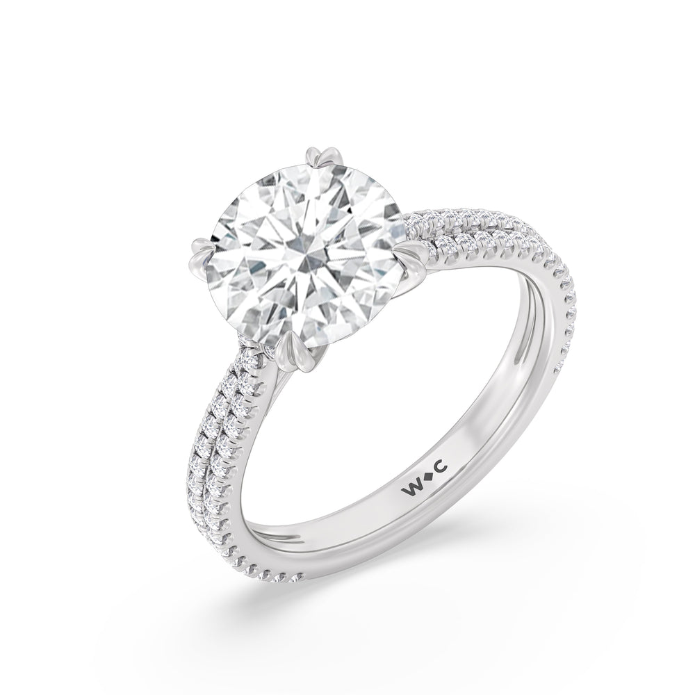 Round Cut Elegance Pave Engagement Ring with Lab Grown Diamond in 14KT Platinum view 3
