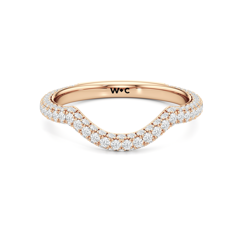 The Windsor Trillion Three Stone Diamond Wedding Band with 18KT Rose Gold Cut Diamond in 14KT Rose Gold view 2
