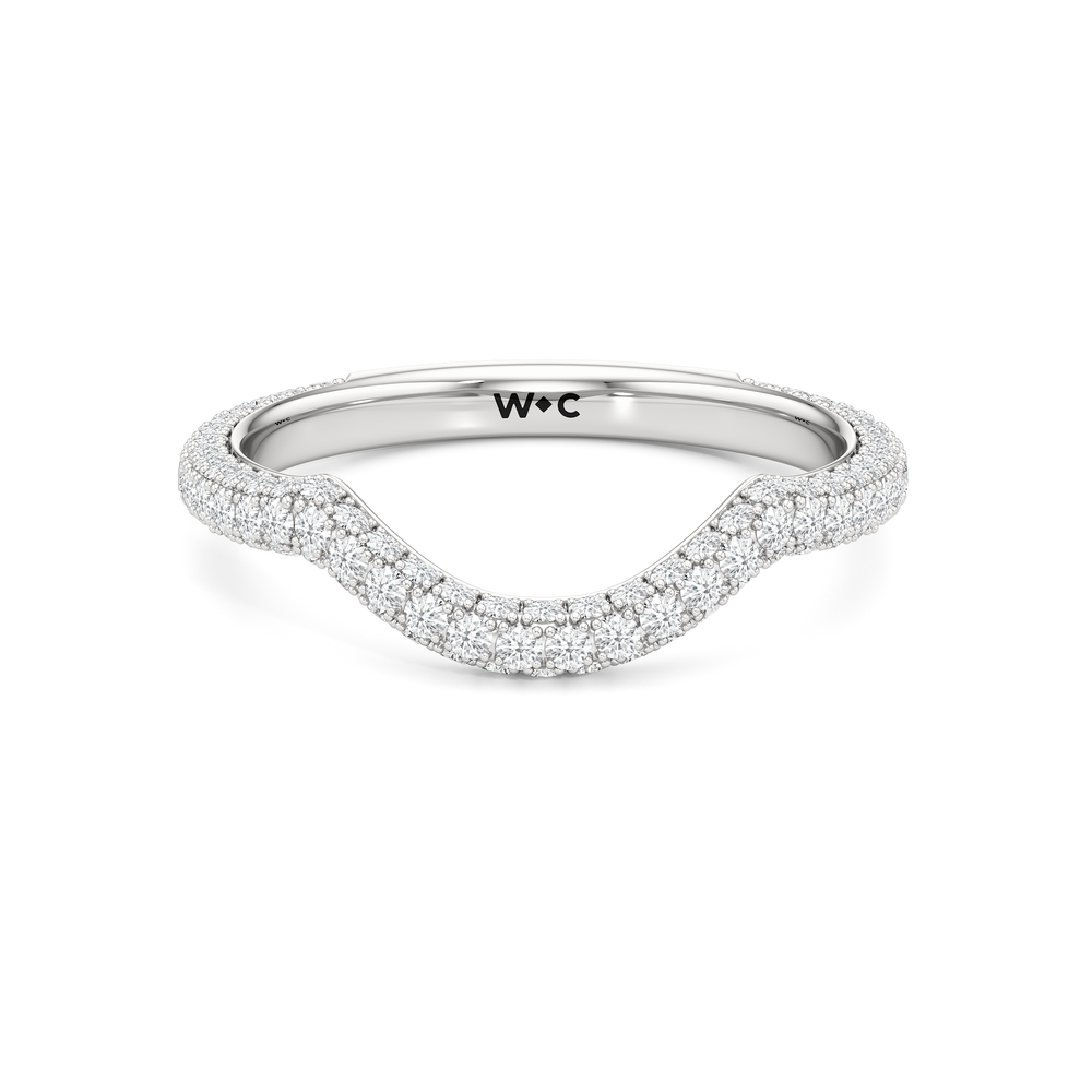 The Windsor Trillion Three Stone Diamond Wedding Band with Platinum Cut Diamond in 14KT Platinum view 2
