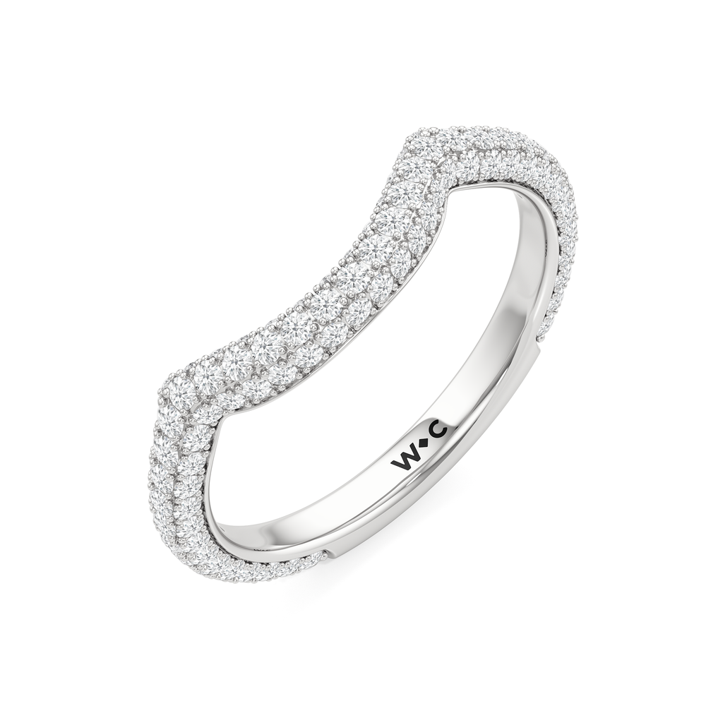 The Windsor Trillion Three Stone Diamond Wedding Band with Platinum Cut Diamond in 14KT Platinum view 7
