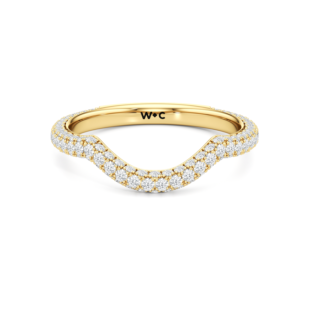 The Windsor Trillion Three Stone Diamond Wedding Band with 18KT Yellow Gold Cut Diamond in 14KT Yellow Gold view 2
