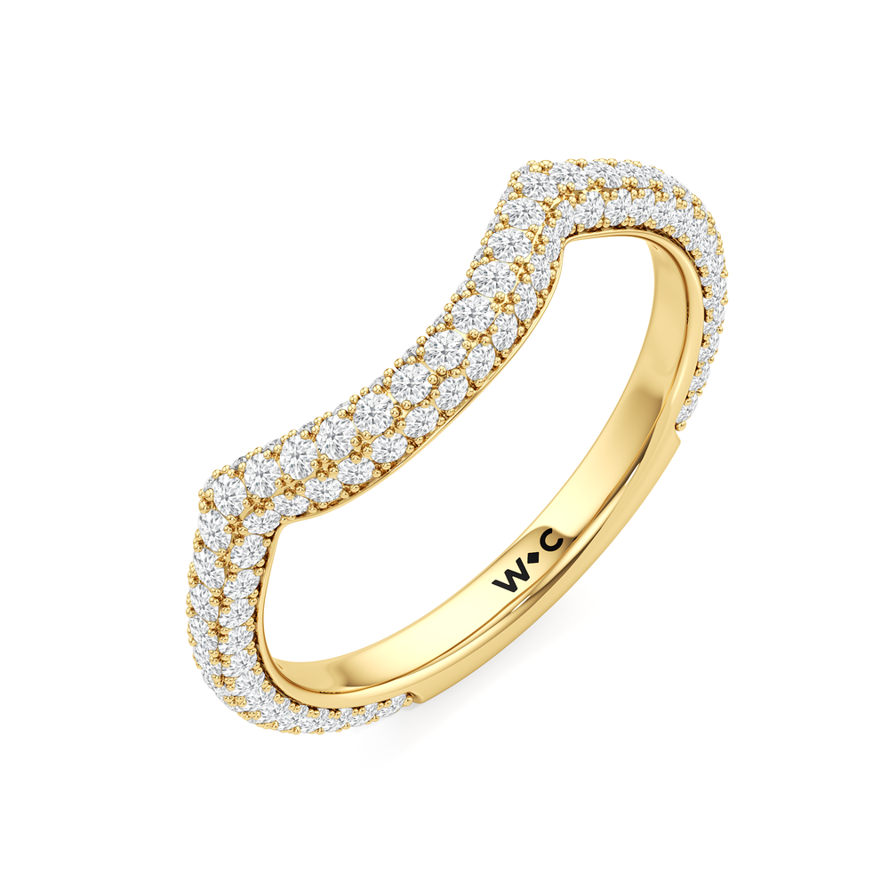 The Windsor Trillion Three Stone Diamond Wedding Band with 18KT Yellow Gold Cut Diamond in 14KT Yellow Gold view 7
