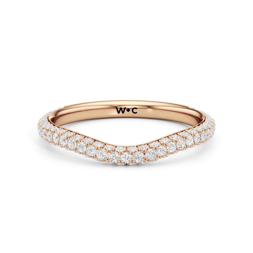 The Juliet Three Stone Diamond Wedding Band with 18KT Rose Gold Cut Diamond in 14KT Rose Gold view 1
