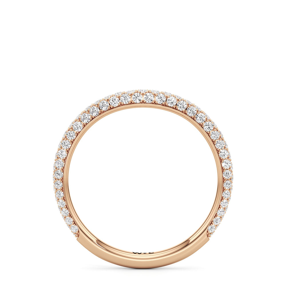 The Juliet Three Stone Diamond Wedding Band with 18KT Rose Gold Cut Diamond in 14KT Rose Gold view 2
